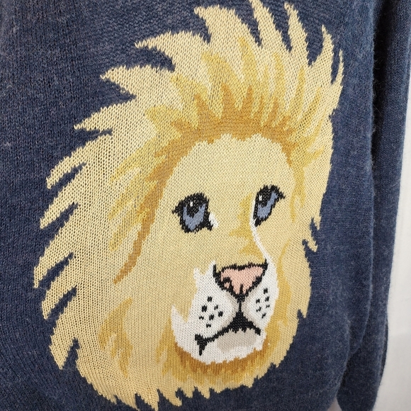 Wildfox oversized wool-blend blue lion lightweight knit sweater XS - Picture 3 of 16